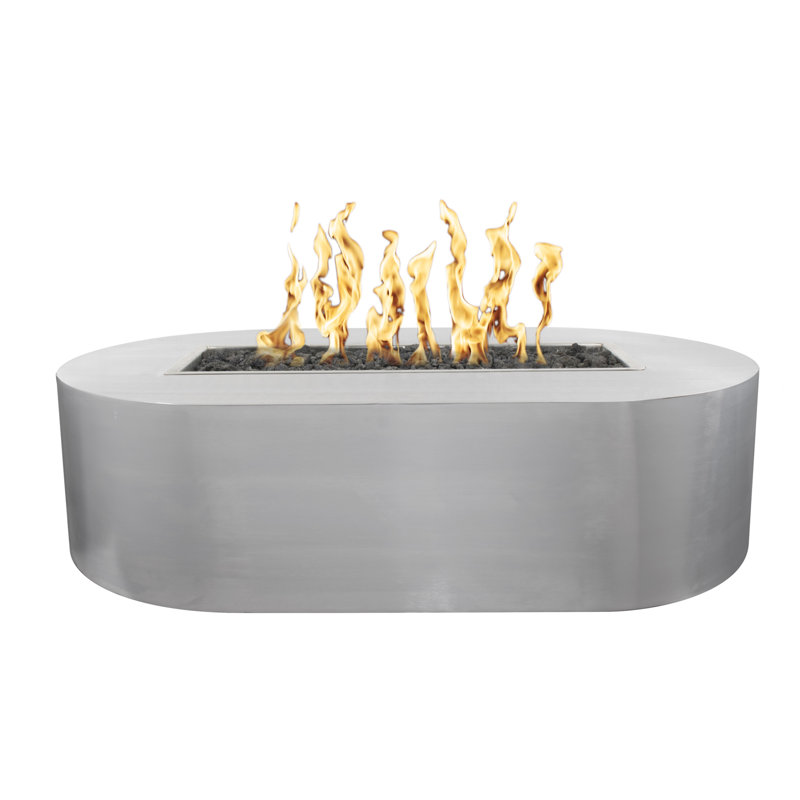 Bispo Steel Smokeless Fire Pit, Stainless Steel, 15" H x 60" W x 28" D, Propane
