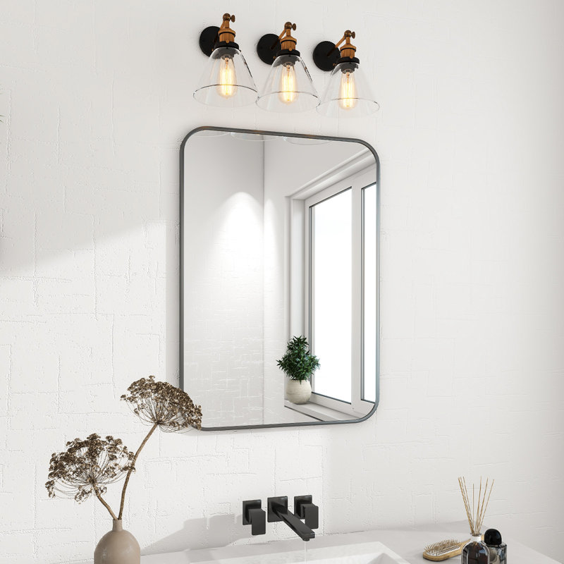 Flat Aluminum Framed Rectangle Wall Accent Mirror, Black, 61cm H x 91.4cm W