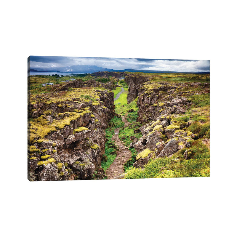 Fault Line Separating America From Eurasia, Thingvellir, Iceland 1 Piece Wrapped Canvas Wall Art, 152.5 cm H x 101.5 cm W