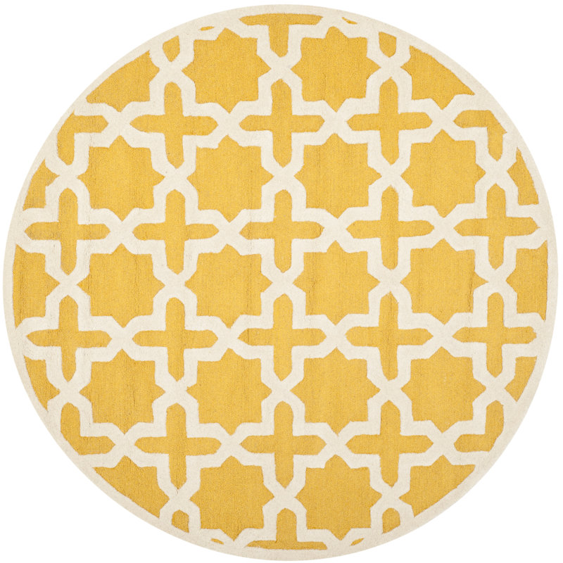 Tapis jaune en laine d'Igna, Rond 6 pi