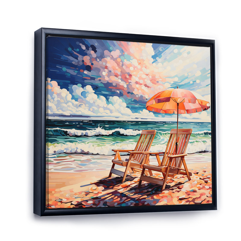 Beautray Beach Chairs Scenery I sur toile, H 16 po x l 16 po x P 1 po, Cadre flottant noir