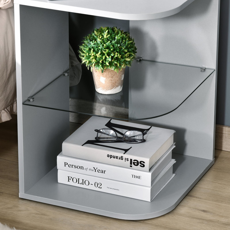 Lindholm 40cm W Manufactured Wood Bedside Table, Grey