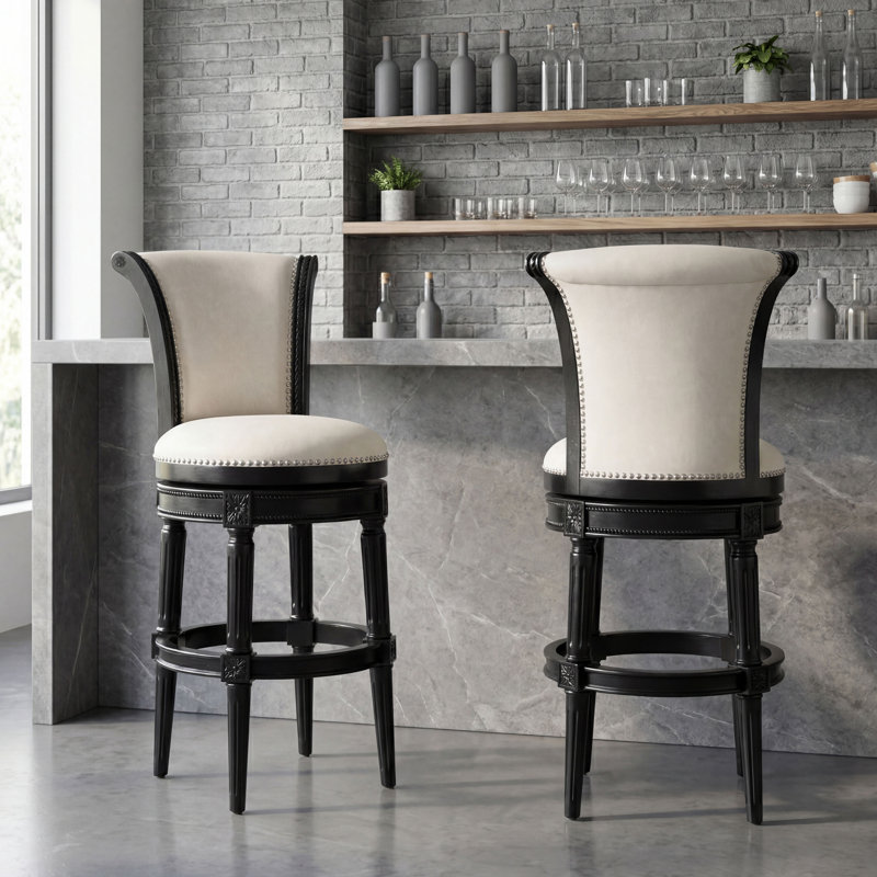 Tabouret de bar pivotant en bois massif Ted, Tabouret de bar (siège d'une hauteur de 31 po), 2