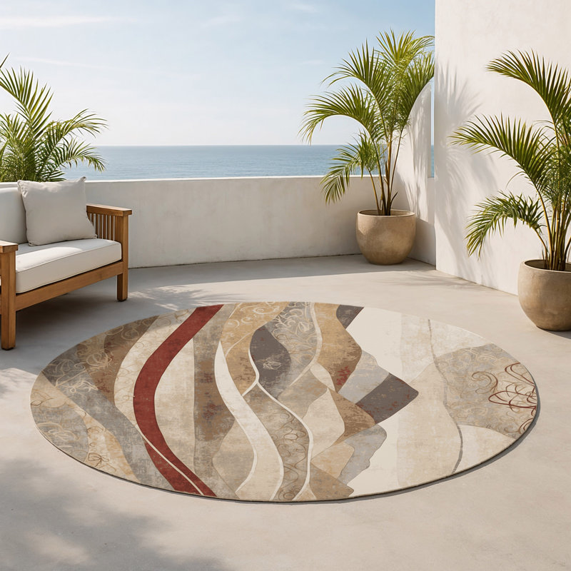 Tapis intérieur et extérieur Hush Glow, Rond 5 pi
