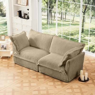 Corduroy 2 For Leisure - Deep Seat, Upholstered Cushion & Detachable Cover, Comfy, Modern, Camel Modern Fashionable Home Interior Seat With