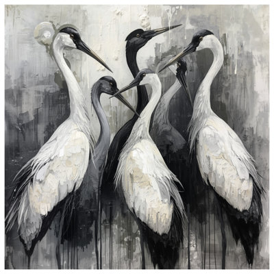 Tapisserie murale «Cranes In Grey Tones» - Décoration murale Cranes