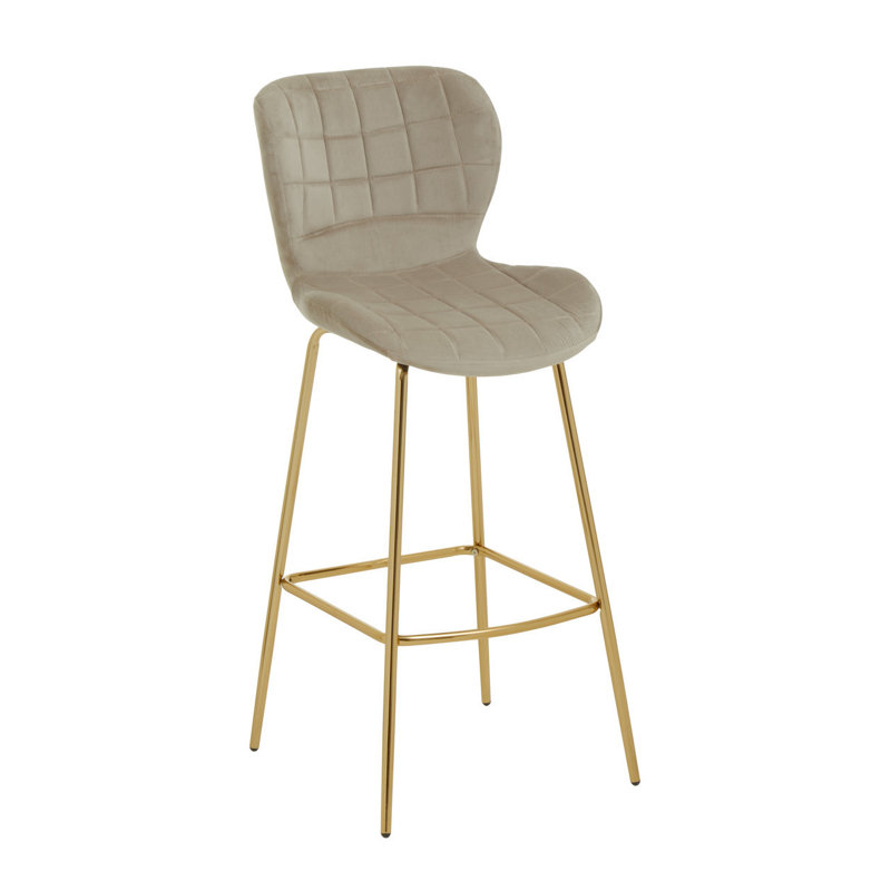 Foosland Upholstered Counter Stool with Metal Frame, Gold, Mink