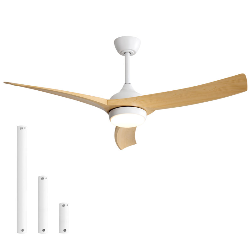 Ventilateur de plafond moderne blanc 52 po avec lumière DEL - télécommande et moteur à courant continu réversible silencieux