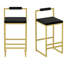 Ensemble de 2 tabourets de salle à manger rembourrés en velours de style moderne, base dorée, bas, avec assemblage rapide-1439770193