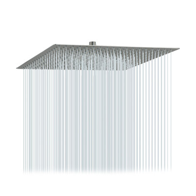 16" Brushed Nickel Stainless Steel Ultra Thin Square Rainfall Shower Head