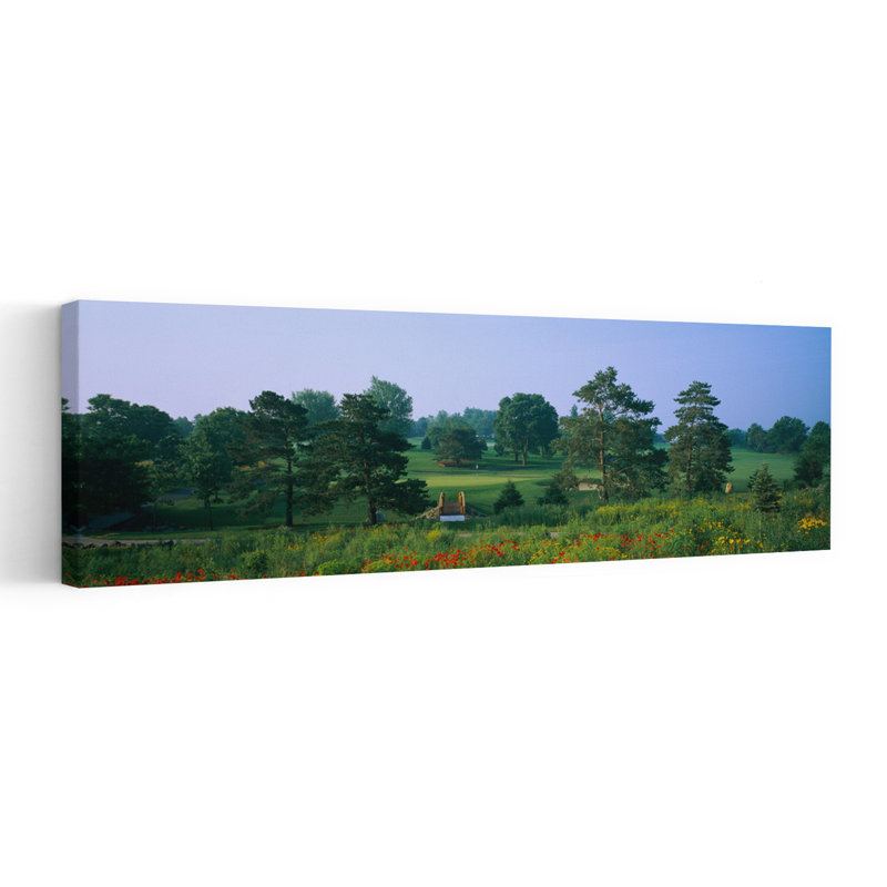 Trees On A Golf Course Des Moines Golf And Country Club Des Moines Iowa USA by Chris John/PDI - Wrapped Canvas Panoramic Print
