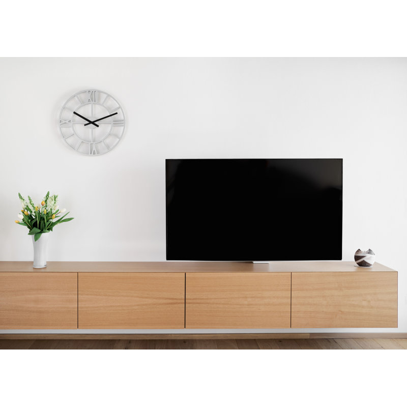 Wood Wall Clock, Black, 50cm H x 50cm W x 4cm D