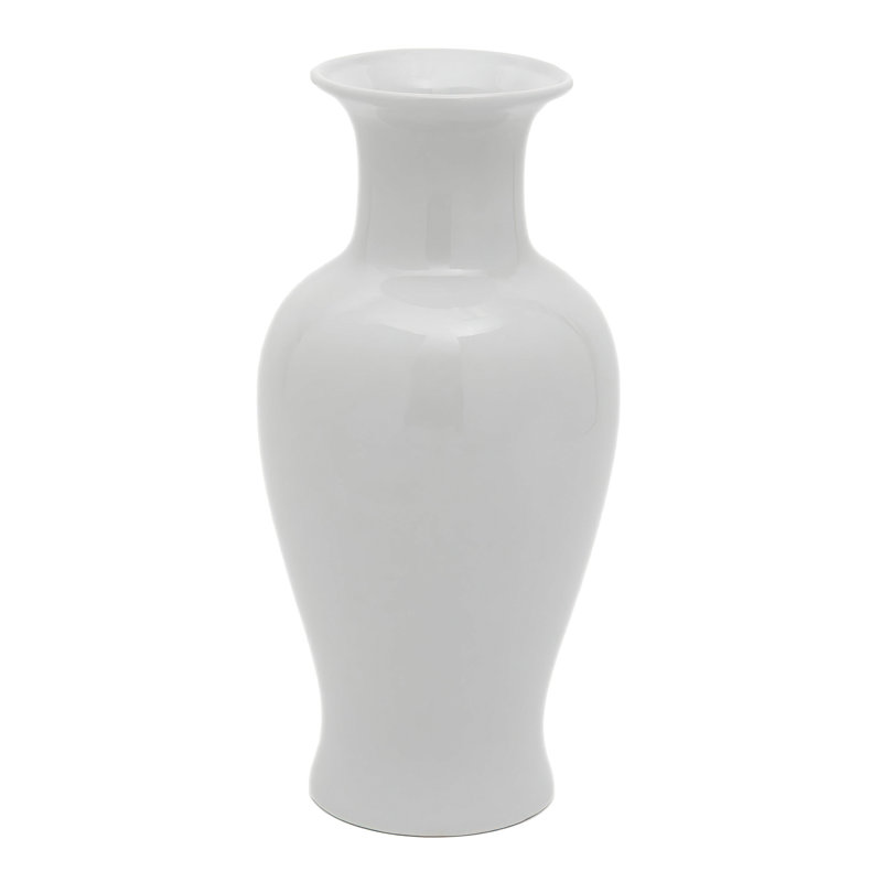 Vase de table en porcelaine Aneekha, Blanc, H 18 po x l 8,25 po x P 8,25 po