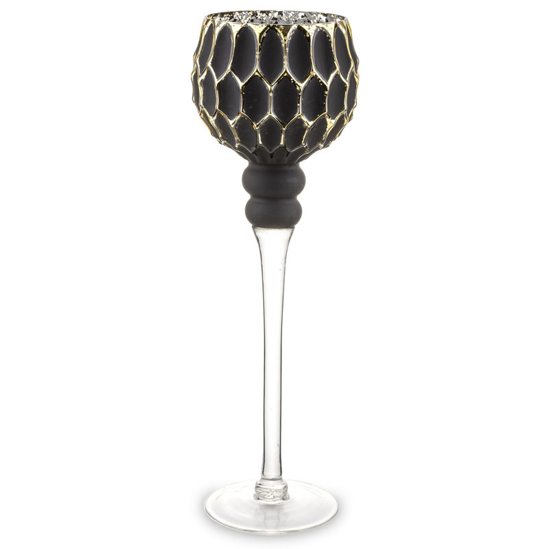 Jugtown Glass Tabletop, 40cm H x 13cm W x 13cm D, Black/Golden