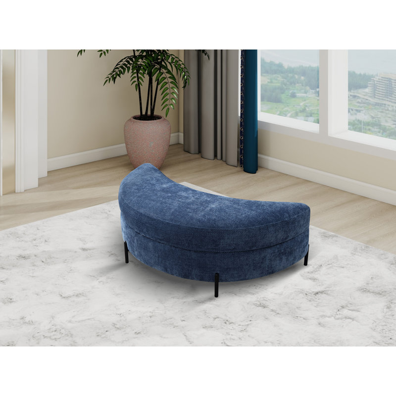 Upholstered Ottoman, Blue Chenille
