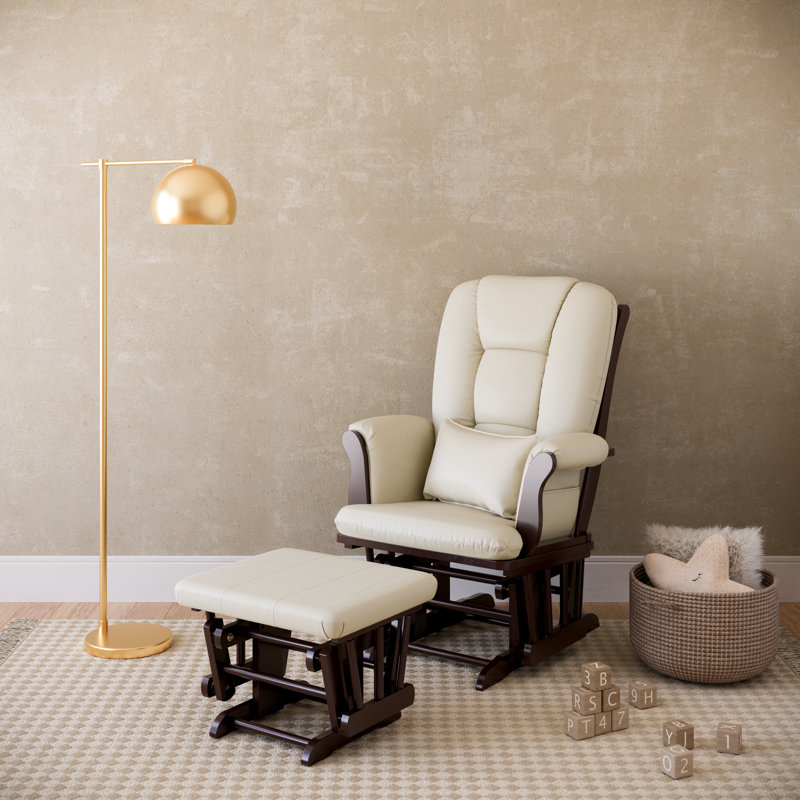 Tuscany Rocking Chair Glider with Ottoman, Espresso, Beige