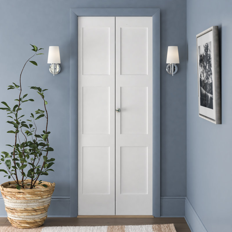 Primed 3 Equal Panel Shaker Bi-Fold Door, 30" x 79"