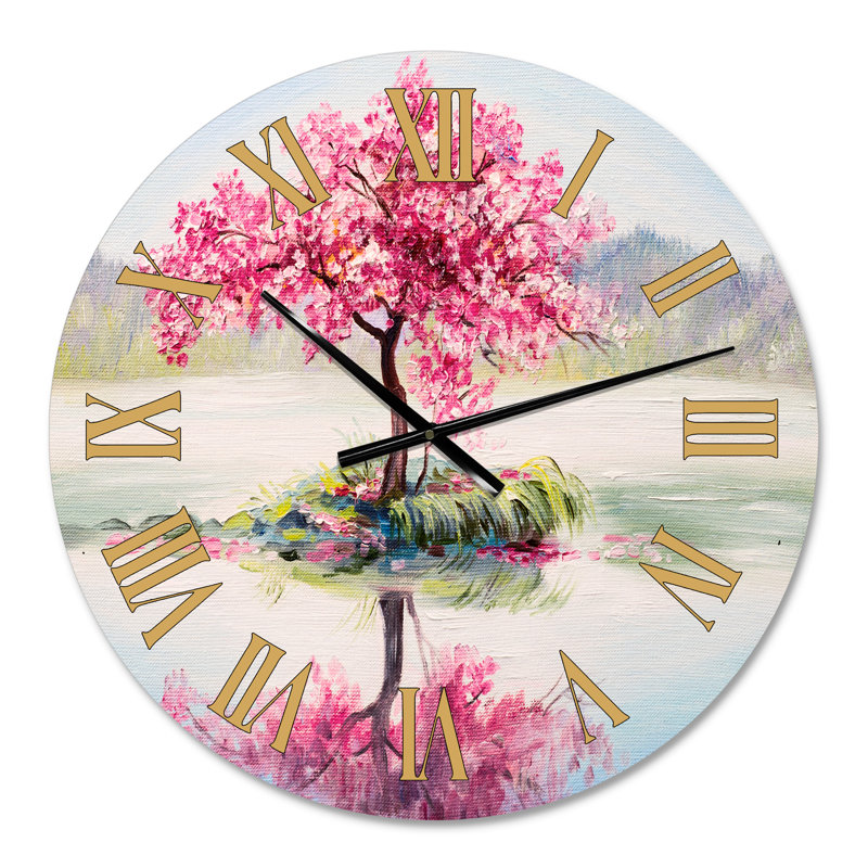 Cerisier japonais sur une petite île idyllique - horloge murale, Petit