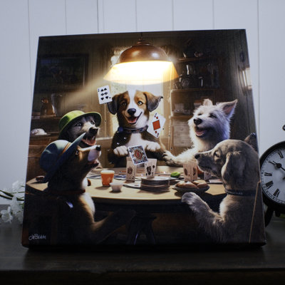 Poker Dogs 10x10 Lighted Fiber Optic Canvas