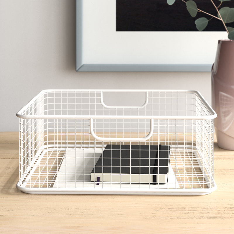 Panier en métal / fil métallique Wogina, Blanc, H 9 po x l 11 po x P 11,5 po