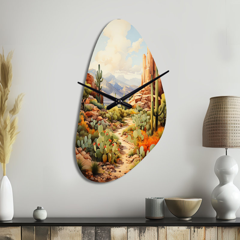 Horloge murale asymétrique Mexique, Mexique, cactus Oasis Impasto I, Grand