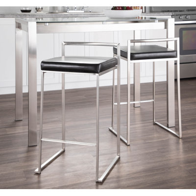 Brieon Upholstered Counter Stool with Metal Frame