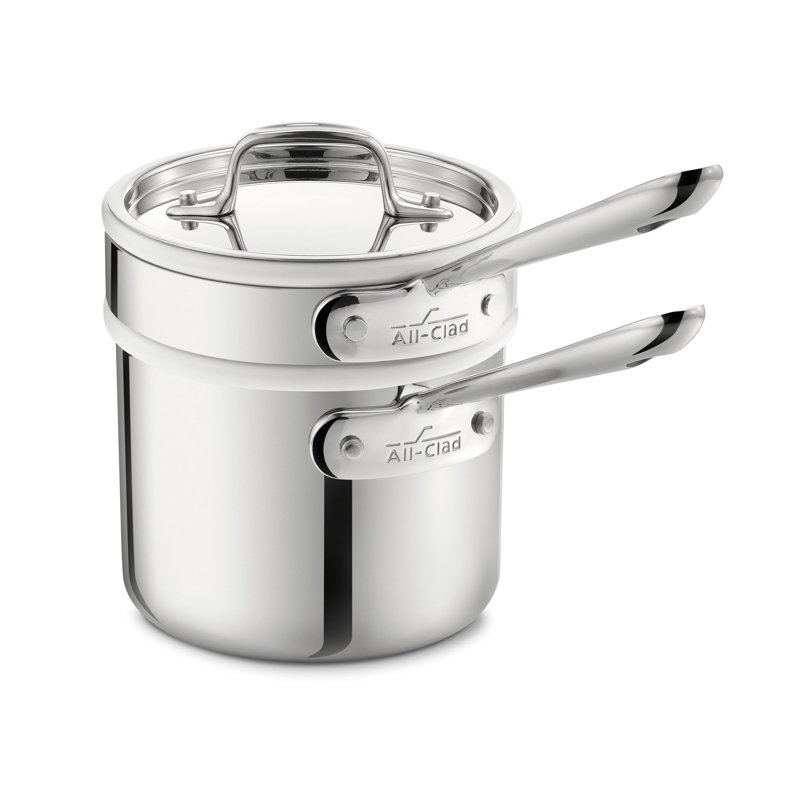 All-Clad D3 2 pintes Ensemble de deux chaudières en acier inoxydable avec couvercle