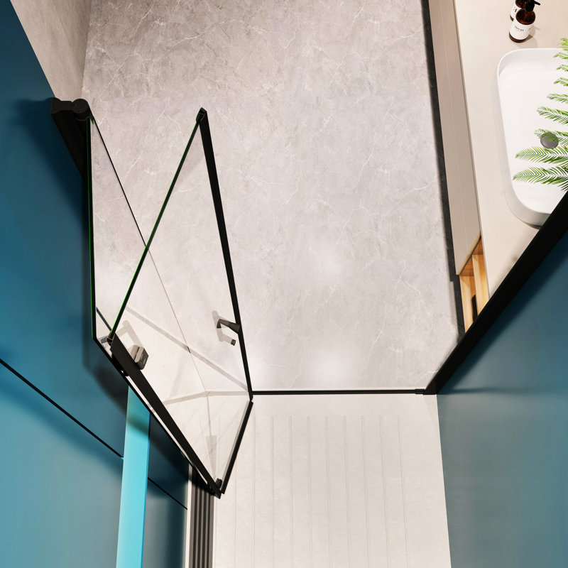 Matte Black Universal Pivot Shower Door - 1 3/8" Adjustable, 1/4" Tempered Glass, 36000 Open And Close Explorations, Incredible Unrivaled Leak Resistance