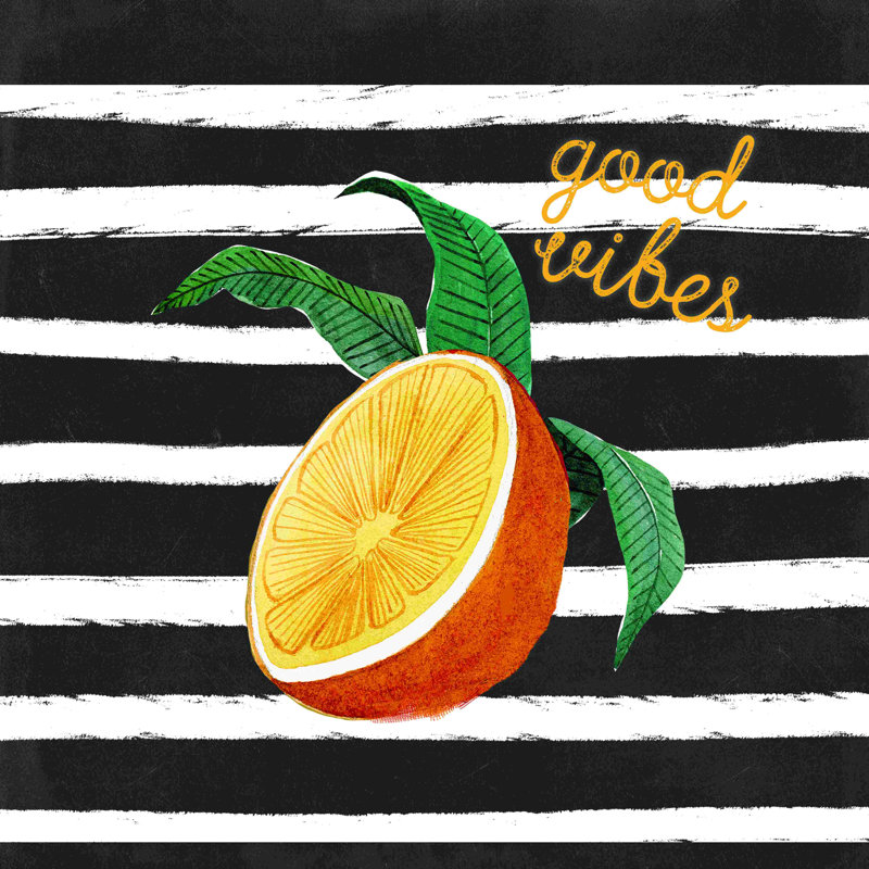 Orange sur rayures, art textuel sur toile tendue, H 12 po x l 12 po