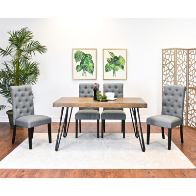 5 configurations de salle à manger, base de table rectangulaire en métal, sièges de chaise rembourrés, configuration des options de style de pièce, plateau de table, espace de vie élégant