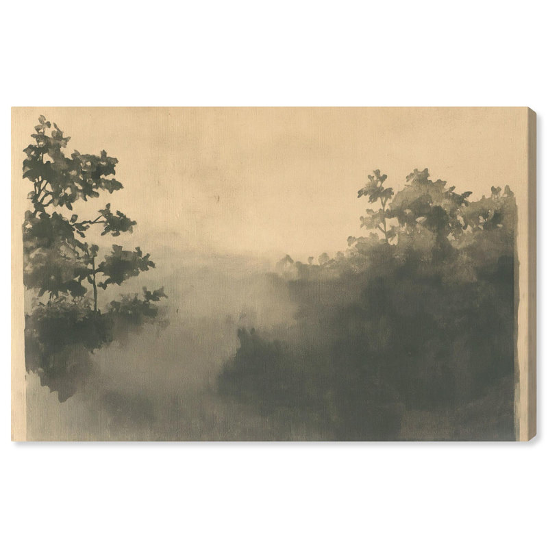 Vintage Rainforest Wrapped Canvas Art Print in Beige and Gray
