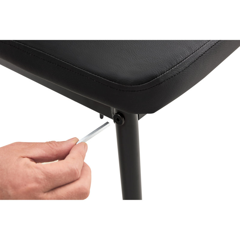 5 tables de salle à manger en noir, avec plateau de table résistant et chaises en cuir synthétique, fabriquées en métal massif