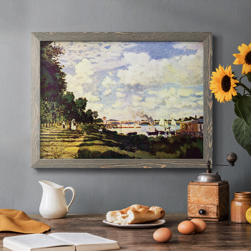 «Sailing At Argenteuil», reproduction d'art encadrée sur toile par Claude Monet, Gris, H 18 po x l 26 po x P 1,5 po