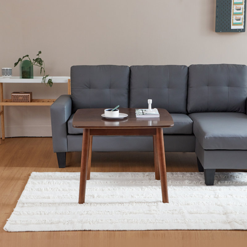Jerene Solid Wood Modern Square Coffee Table, Walnut