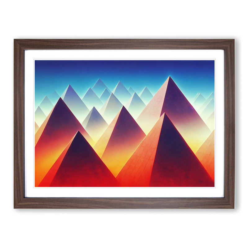 Futuristic Pyramids Vol.1 Abstract - Single Picture Frame Print, Walnut Framed, 34cm H x 46cm W x 2cm D