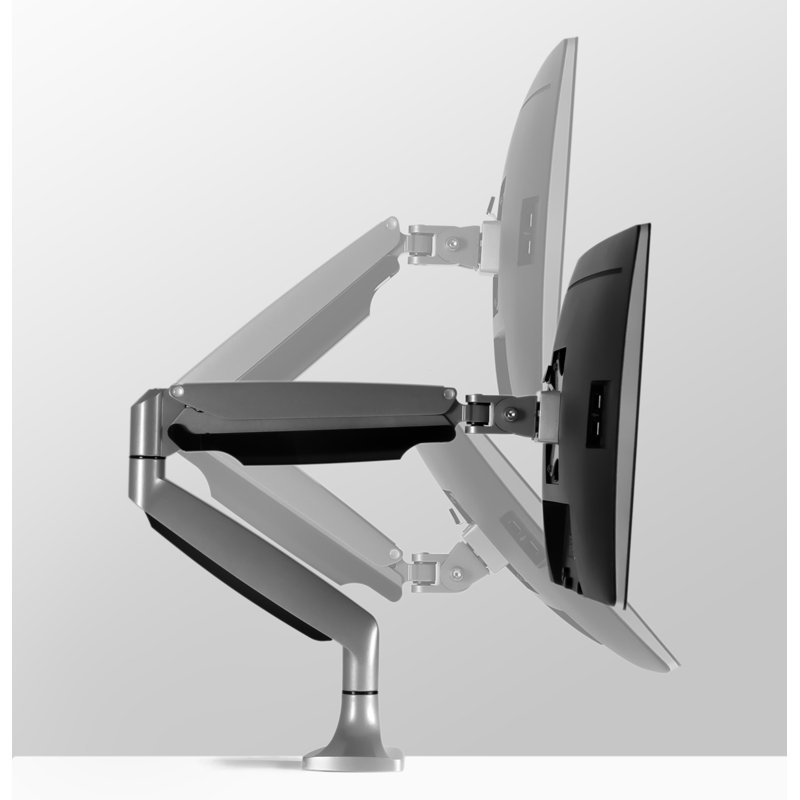 Silver Full-Motion Single Monitor Desk Mount with Adjustable Arm
