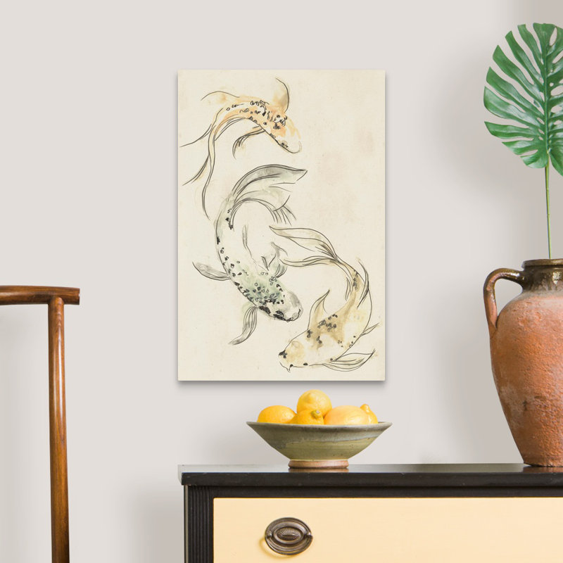 Koi Dance I, art mural sur toile, H 24 po x l 16 po x P 1 po, Toile tendue