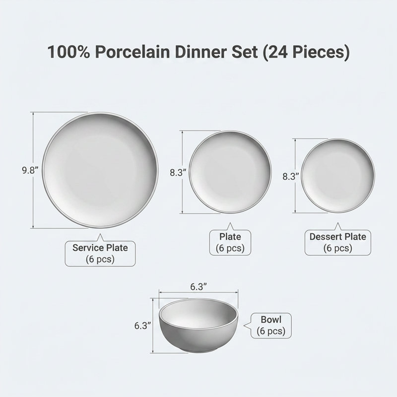 Service de vaisselle en porcelaine multicolore Artisan Floral (service de 24 pièces pour 6 personnes)