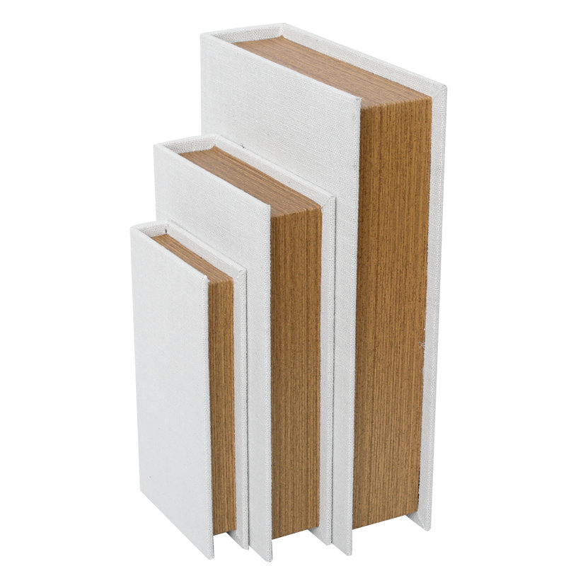 Ensemble de 3 boîtes décoratives en bois, Blanc