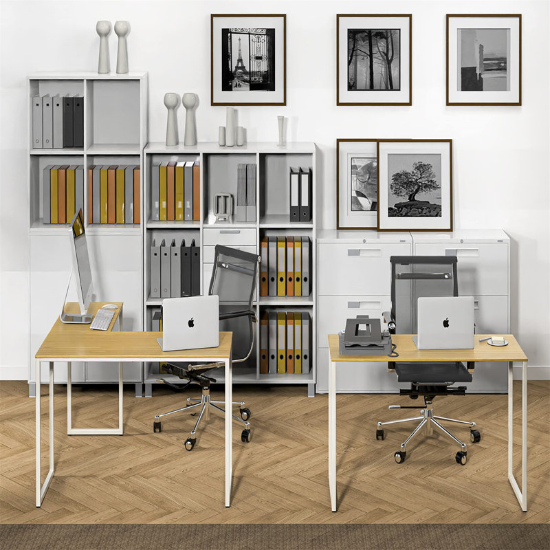 Bureau d'écriture en L Chaddie, H 27,99 po x l 47,99 po, Brun / blanc