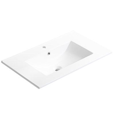 Lavabo de salle de bain 48 po avec céramique blanche - longue durée de vie, surface lisse pour nettoyer les taches, facile à installer
