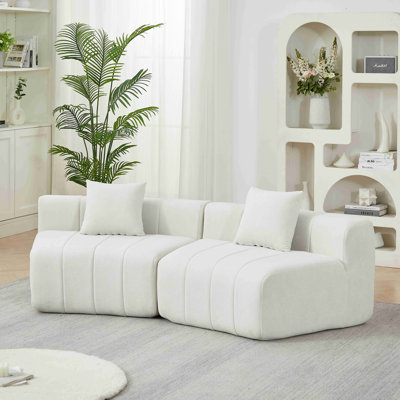 Chenille Curved Sectional Sofa With 2 Pillows,Curved Symmetrical Modular Semi Circular Sofa Sectional For Bedroom, Living Room, Office For Leisure Or Nap, Reading Room, And Lobby