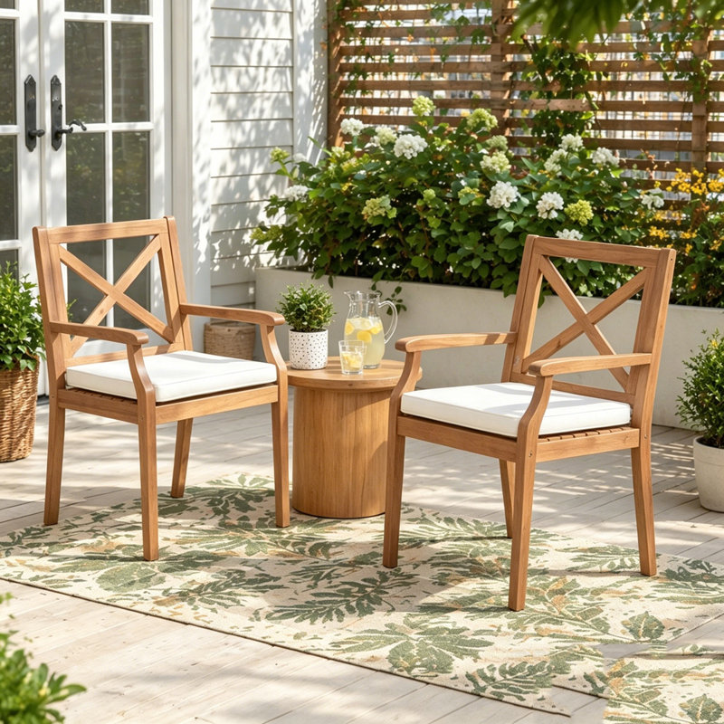 Chaise longue de patio 2 pièces, Crème