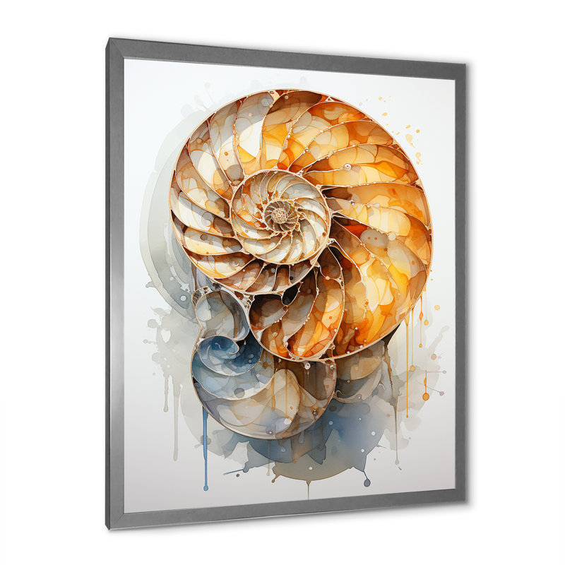 Golden Sea Sheel Spiral I, H 40 po x l 30 po x P 1,5 po, Cadre simple argenté
