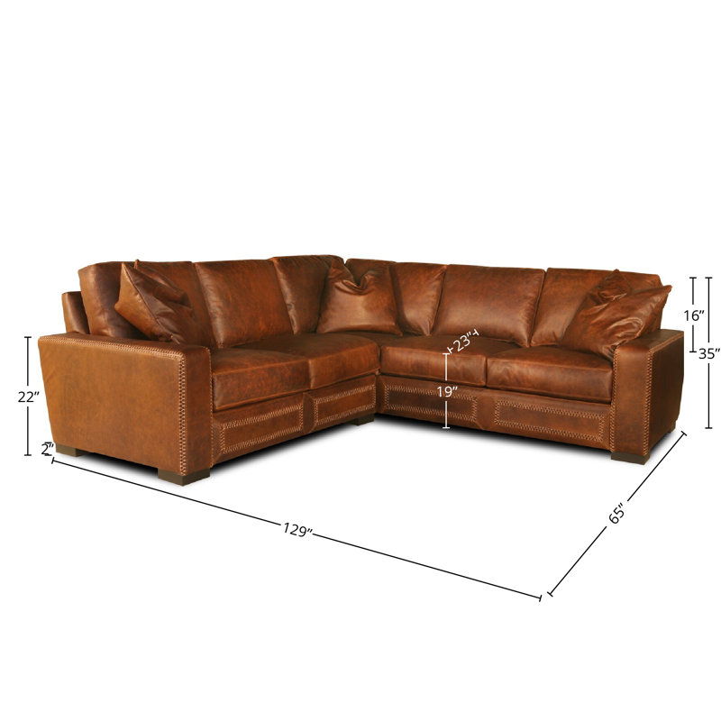 Downtown Cowboy Sectional, Left Hand Facing, Graphite Coyote Genuine Leather