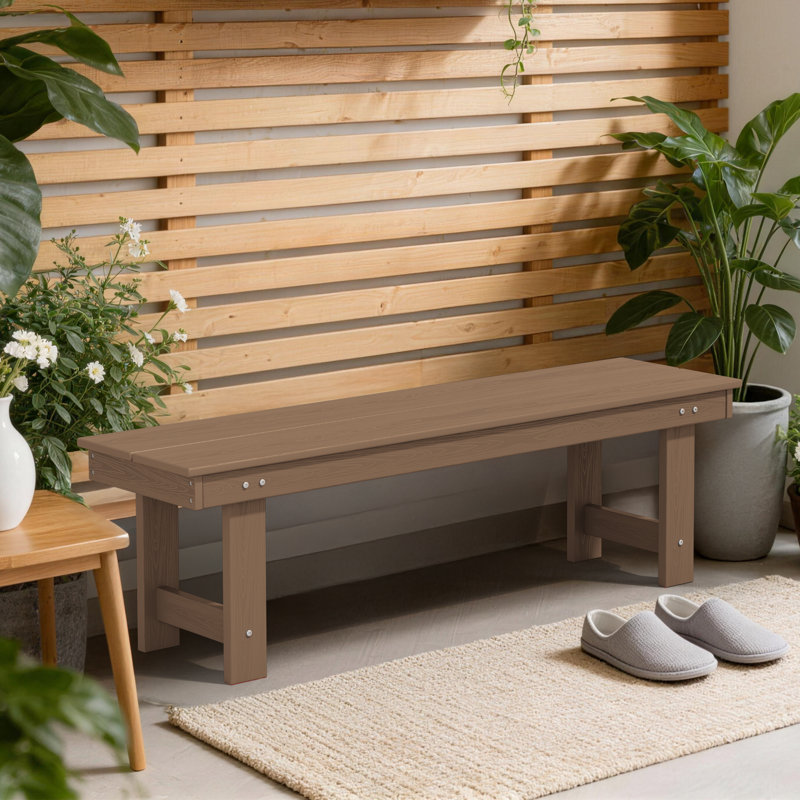 Banc de pique-nique en polyéthylène haute densité résistant aux intempéries Hasaun, Brun