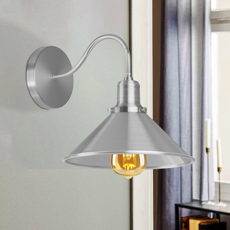 Ayon Armed Sconce, Satin Nickel