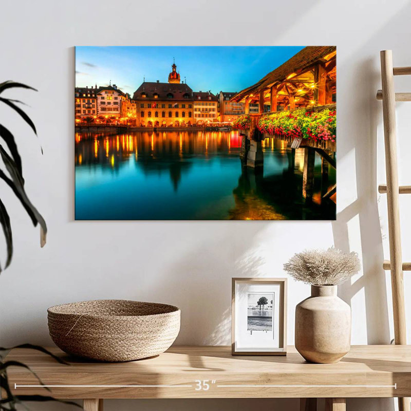 Rorry Lake Lucerne At Night, 16" H x 24" W