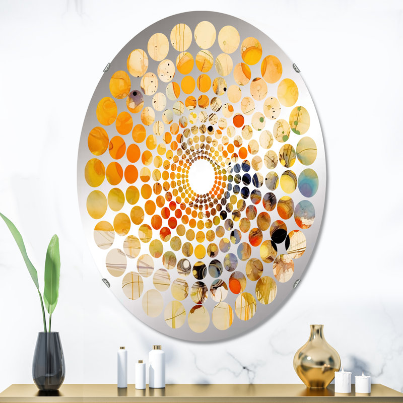 Miroir mural abstrait abstrait et orange, L 24 po x H 36 po
