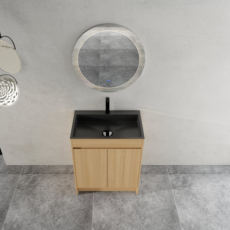 Meuble-lavabo autoportant de 28 po avec évier en acier inoxydable et tuyau de vidange flexible